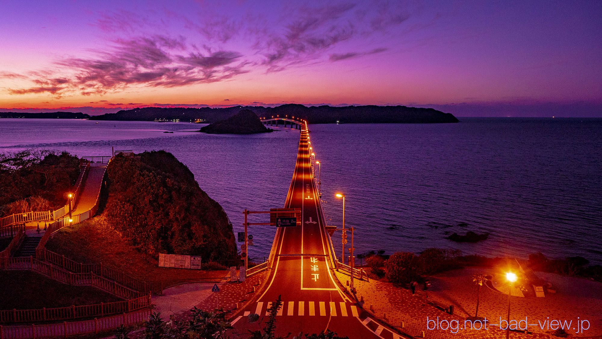 角島大橋の夕景 夜景 日本の絶景 撮影スポット Lucky View